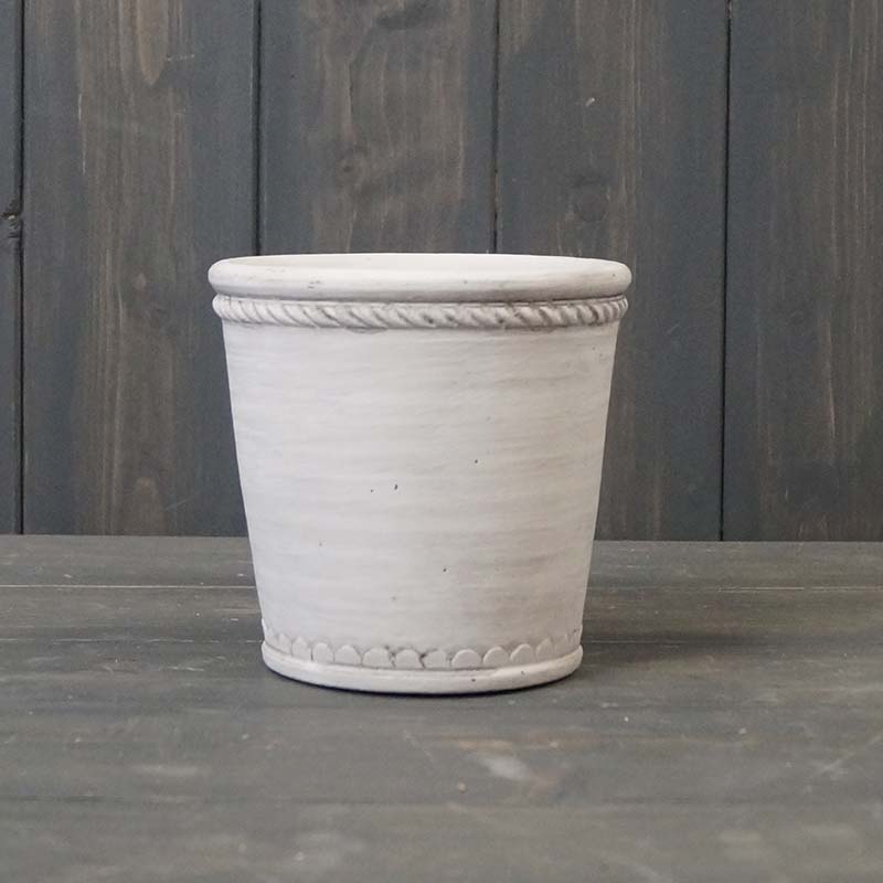 White Tapered Cement Pot (D12.3cm) detail page